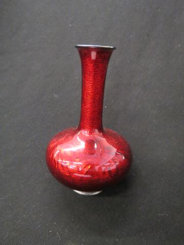 Appraisal: Ando Japanese Cloisonne Vase red translucent on silver floral decor