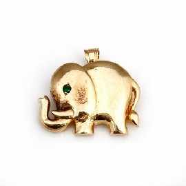 Appraisal: An ct gold elephant pendant brooch set with emerald eye