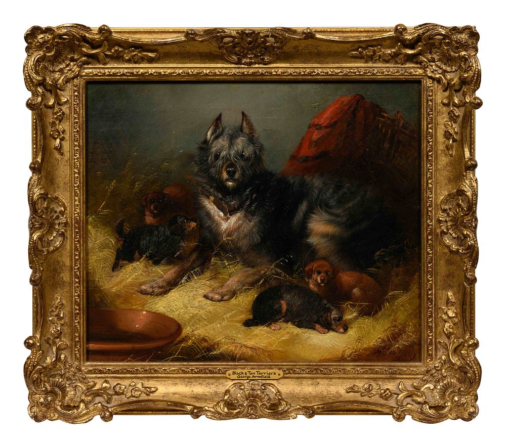 Appraisal: George Armfield British - George Armfield British - Terriers oil