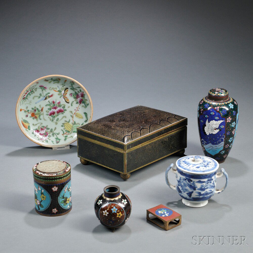 Appraisal: Group of Small Cloisonne and Ceramic Items China five cloisonne