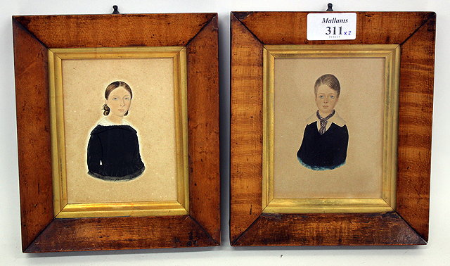 Appraisal: A PAIR OF MID TH CENTURY PORTRAITS of a girl