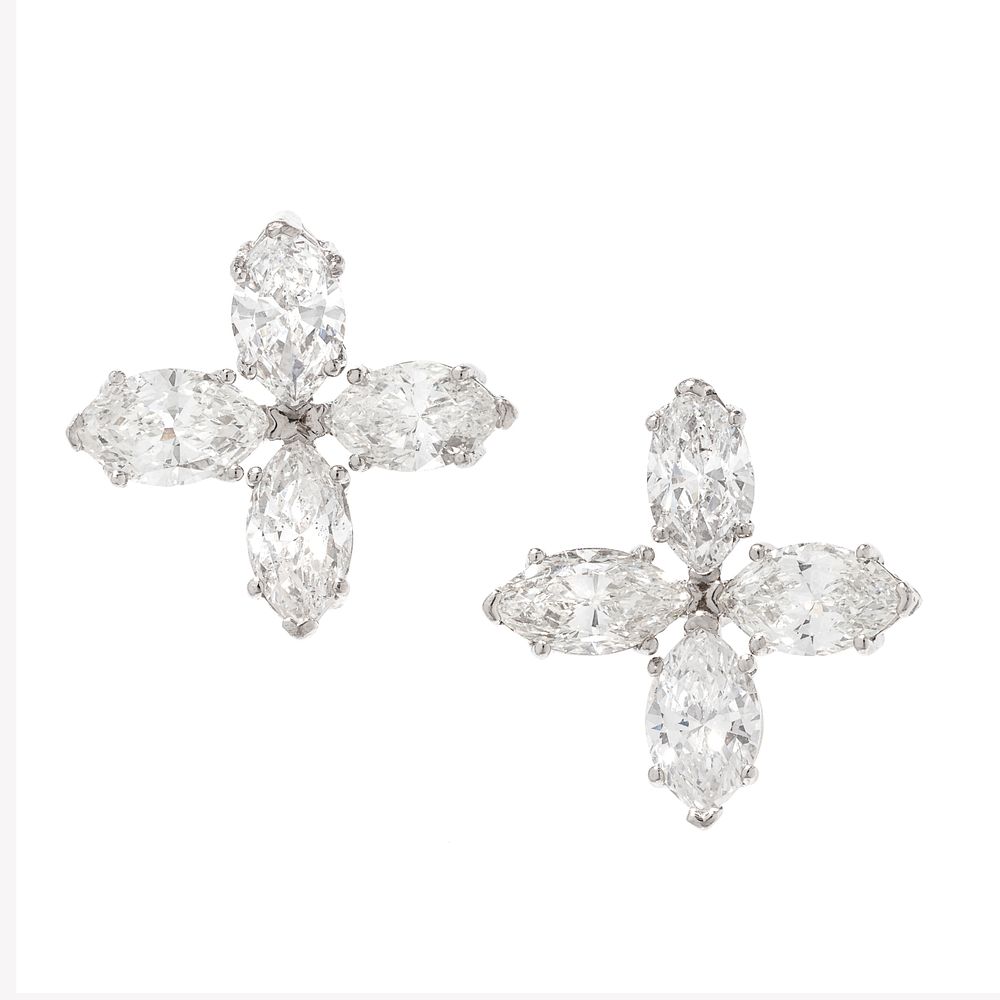 Appraisal: DIAMOND EARRINGS DIAMOND EARRINGS Containing eight marquise cut diamonds weighing