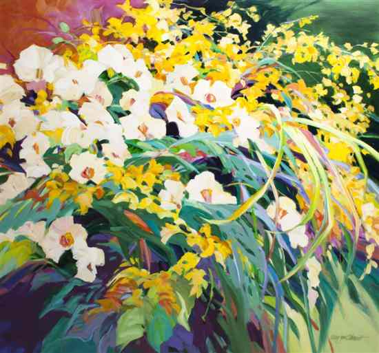 Appraisal: Mary Jane Schmidt American th century Orchids oil on canvas