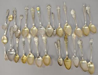 Appraisal: Twenty-seven sterling silver souvenir spoons and demitasse spoons t oz