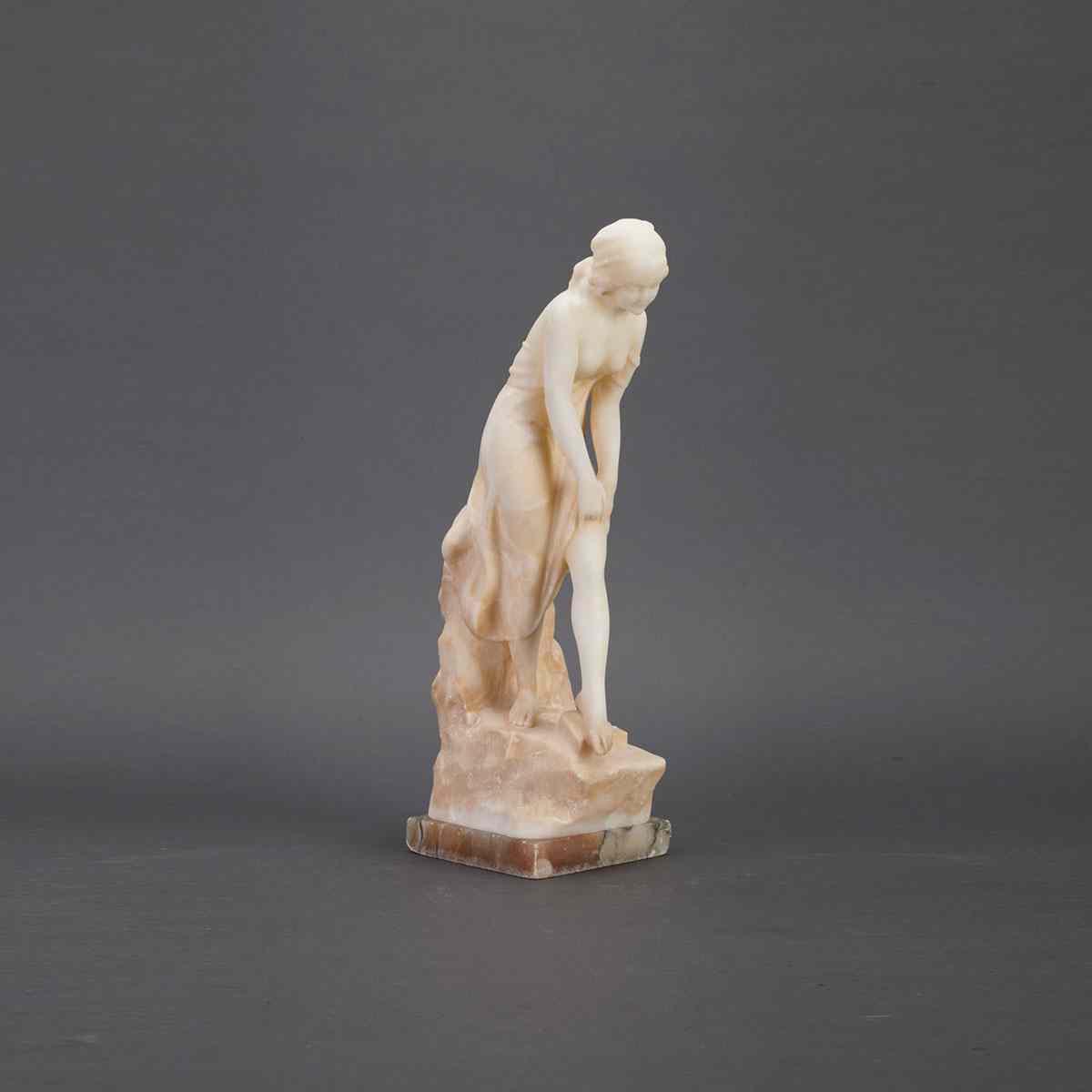 Appraisal: Italian Carved Alabaster Figure of a Young Woman mid th