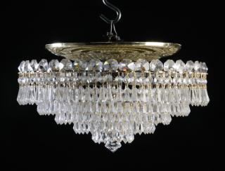 Appraisal: Schonbek Contemporary Schonbek brass and crystal -light ceiling mounted fixture