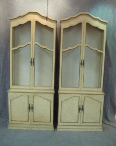 Appraisal: Pair Louis XV style paint decorated bookcases adjustable shelves for