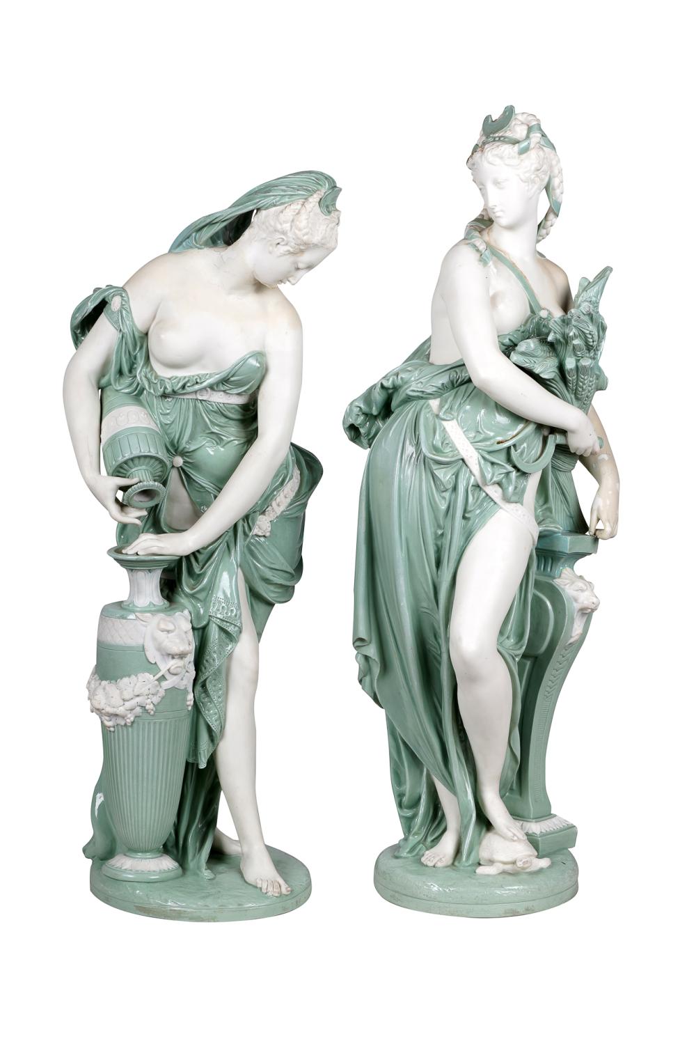 Appraisal: PAIR OF MINTONS STYLE NEOCLASSIC PORCELAIN FIGURES OF MAIDENSCondition with