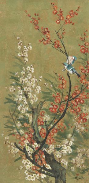 Appraisal: QIU XINGZHONG CHINESE CONTEMPORARY x Secluded mountain Blossoming prunus and