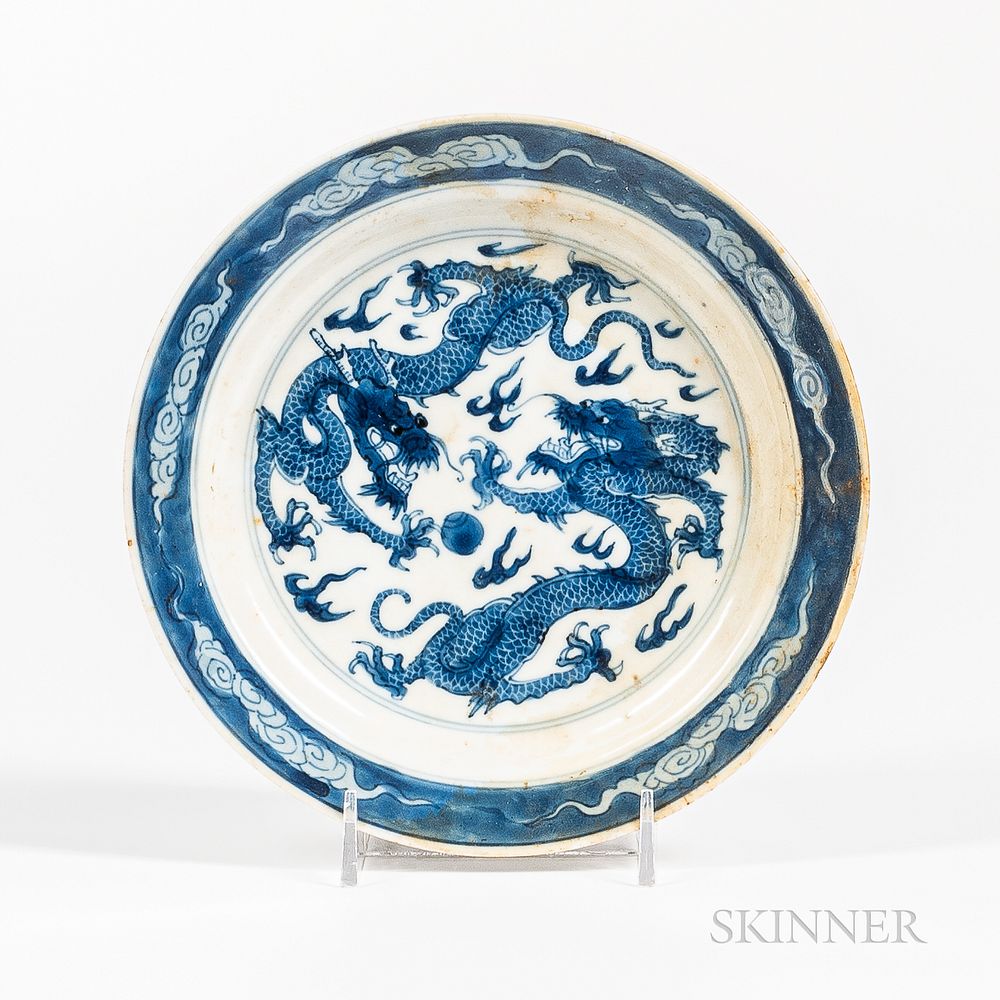 Appraisal: Blue and White Dragon Dish Blue and White Dragon Dish