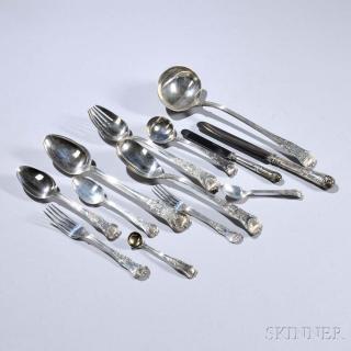 Appraisal: George III Sterling Silver Flatware Service London - William Chawner