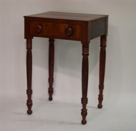 Appraisal: th C single drawer stand round turned legs wooden drawer