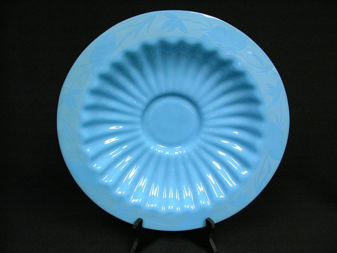 Appraisal: BLUE PEKING GLASS BOWL Etched leaf rim ground area of