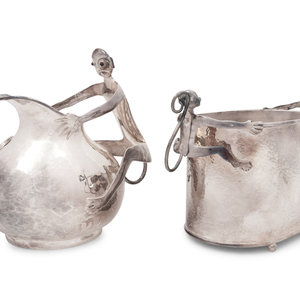 Appraisal: An Emilia Castillo Silver-Plate and Hardstone Inset Water Pitcher and