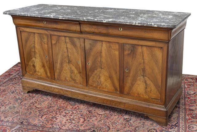 Appraisal: French Louis Philippe period walnut sideboard mid th c rectangular