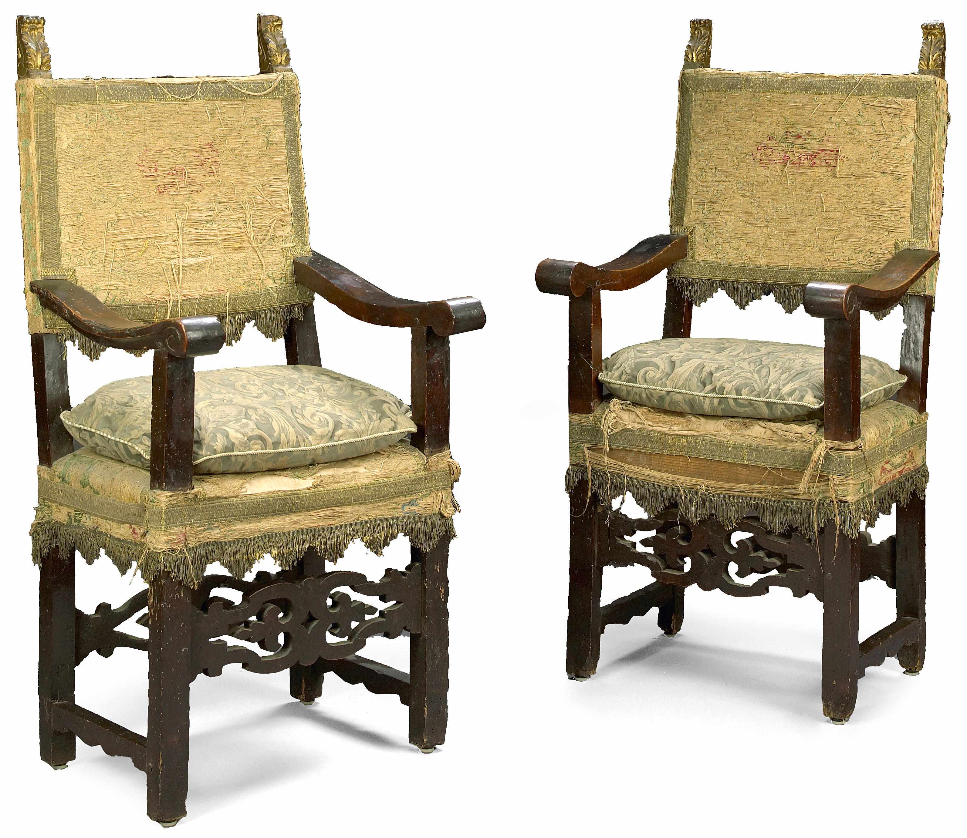 Appraisal: Property of various owners A pair of Italian Baroque walnut