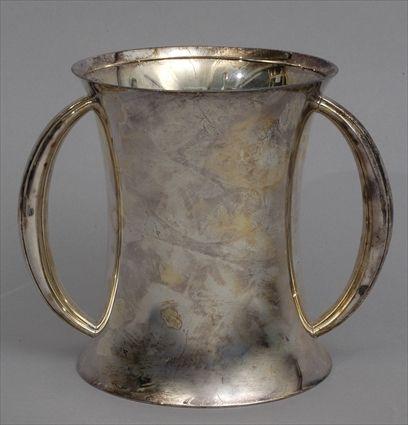 Appraisal: ENGLISH SILVER TWO-HANDLED CUP Atkin Bros Sheffield of beaker-form with