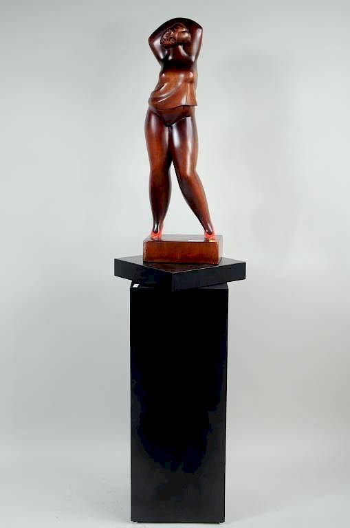 Appraisal: American School Woman In Red Heels Sculpture American School th