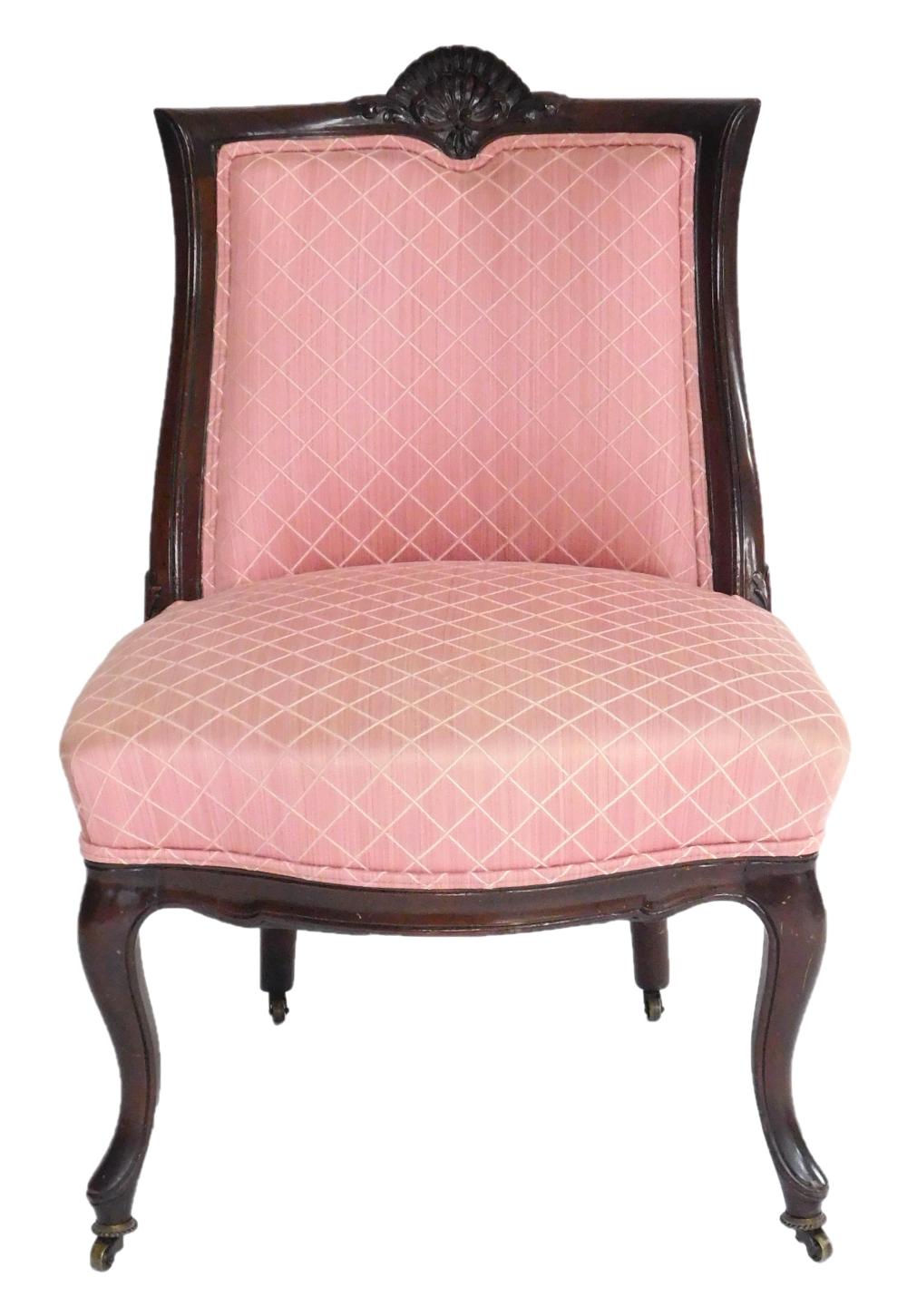 Appraisal: Mahogany lady's side chair with deeply carved shell to crest