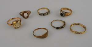 Appraisal: Collection of ct rings including citrine two sapphire and diamond