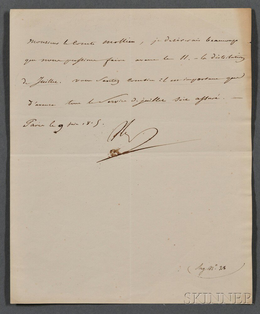 Appraisal: Napoleon I - Letter Signed June Single page wove paper