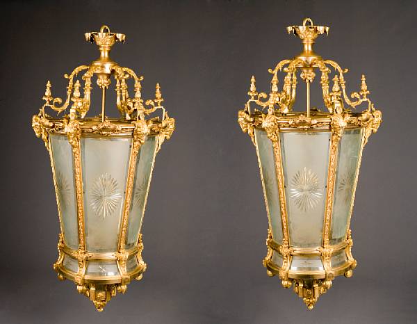 Appraisal: A pair of monumental R gence style gilt bronze and