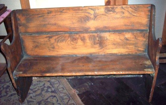 Appraisal: A child's pine bench with shaped ends cm wide