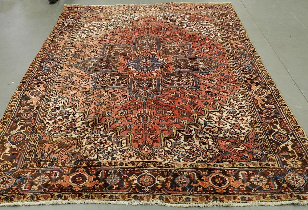 Appraisal: Oriental Persian Heriz Room Size Carpet Rug Persia Circa Burgundy