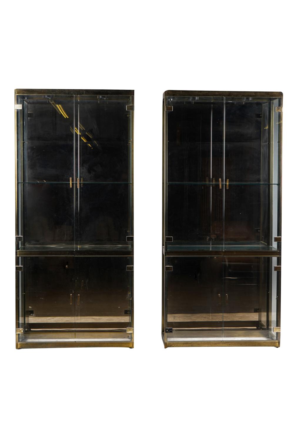 Appraisal: PAIR OF BRASS GLASS DISPLAY CASESProvenance with receipt from Bullocks