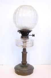 Appraisal: TH CENTURY CLEAR FRONT KERO LAMP AND SHADE