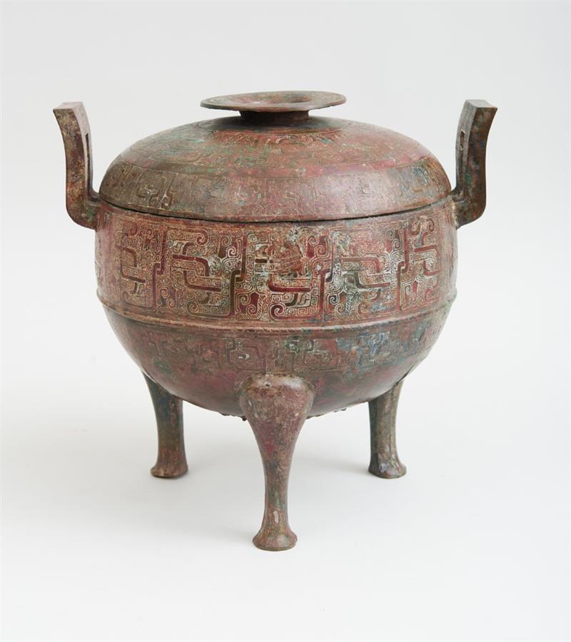 Appraisal: CHINESE BRONZE DING AND COVER Provenance Michael Goedhuis New York