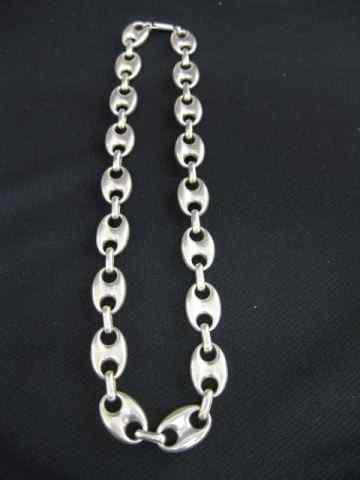 Appraisal: Sterling Silver Necklace Gucci style links '' long '' wide