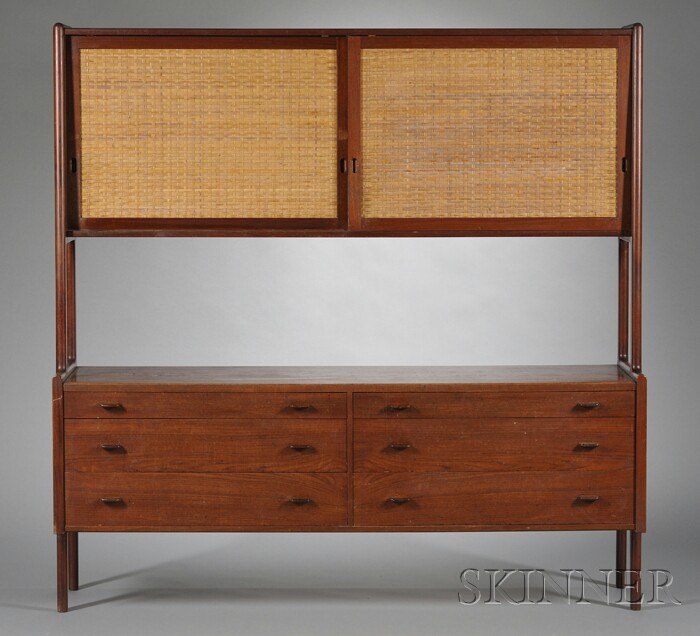 Appraisal: Hans Wegner Sideboard Teak and natural cane Rhy Mobler for