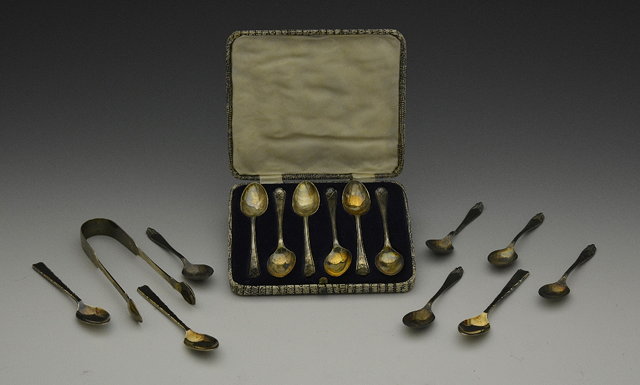 Appraisal: A set of six silver cased coffee spoonseight other silver