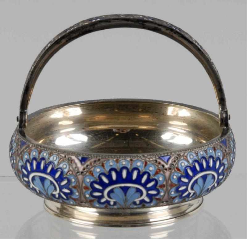 Appraisal: Russian Enamel Basket Description Beautiful enamel work Marked with hallmarks