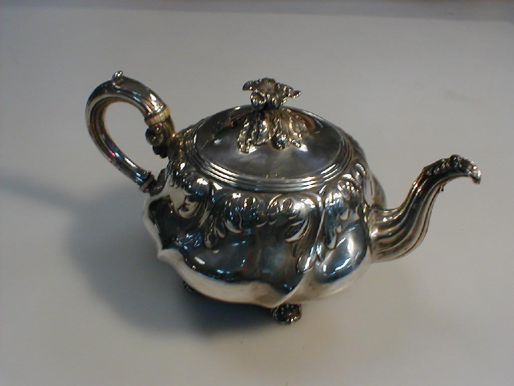 Appraisal: A C silver teapot in the French style marks rubbed