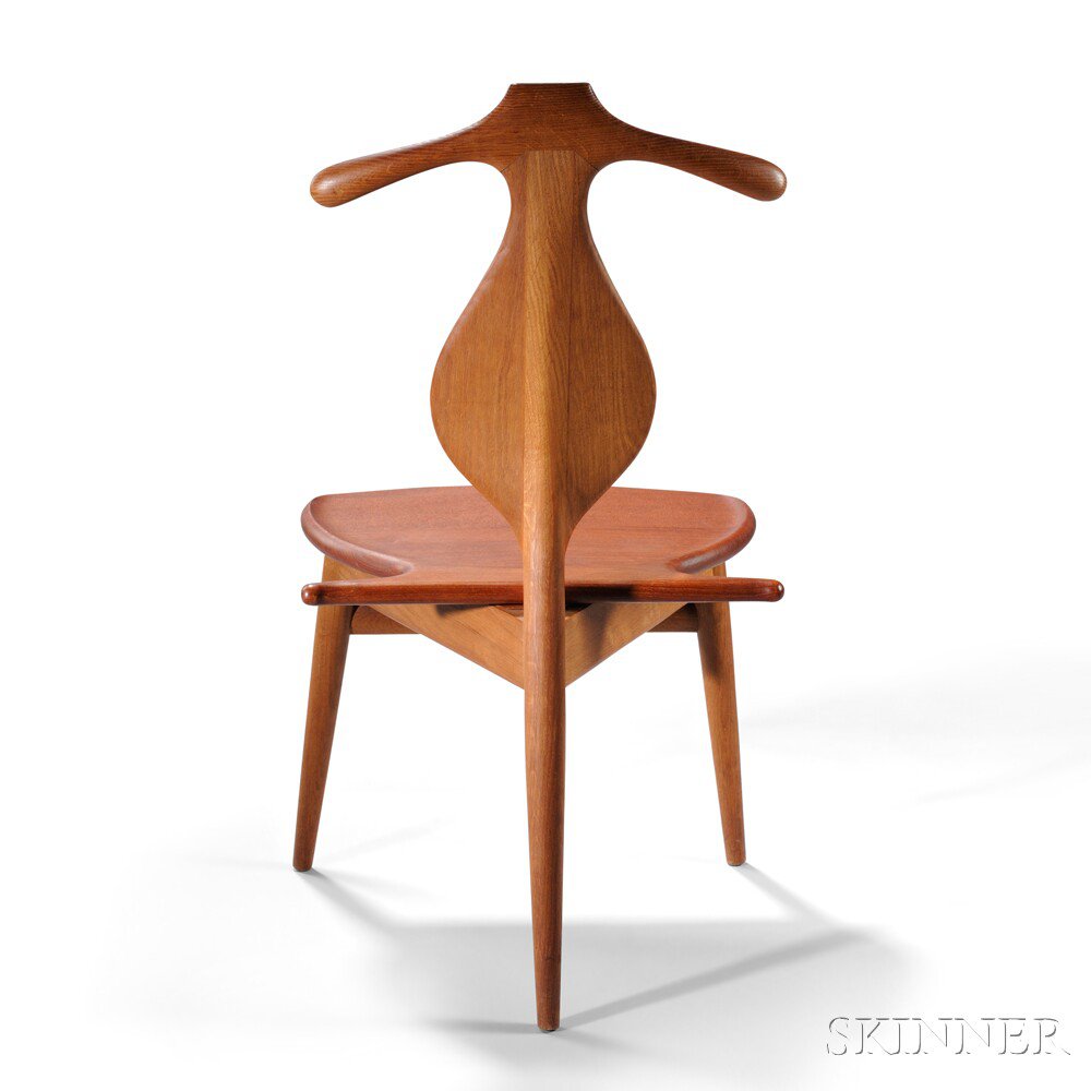 Appraisal: Hans Wegner Valet Chair Teak oak brass Johannes Hansen cabinetmaker