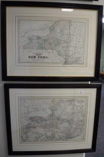 Appraisal: Three handcolored engraved double page maps of New York including