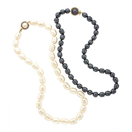 Appraisal: Two Chanel Faux Baroque Pearl Opera Length Necklaces Estimate -