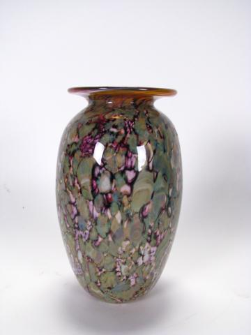 Appraisal: Contemporary art glass vase unsigned unclearly signed E N dated