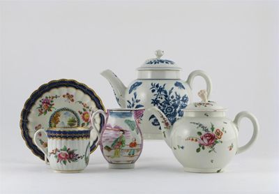 Appraisal: Two Worcester teapots and covers one painted with polychrome flower