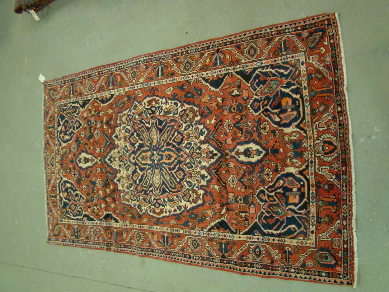 Appraisal: ORIENTAL RUG BAKTIARI ' x ' Central medallion in peach