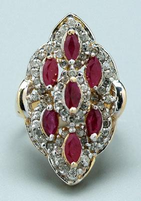 Appraisal: Ruby and diamond ring seven marquise cut rubies estimated total