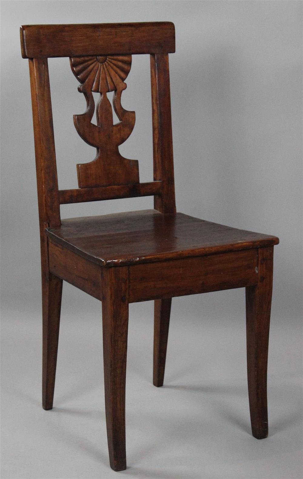 Appraisal: CARVED DIRECTOIRE CHERRYWOOD SIDE CHAIR having a straight crest rail