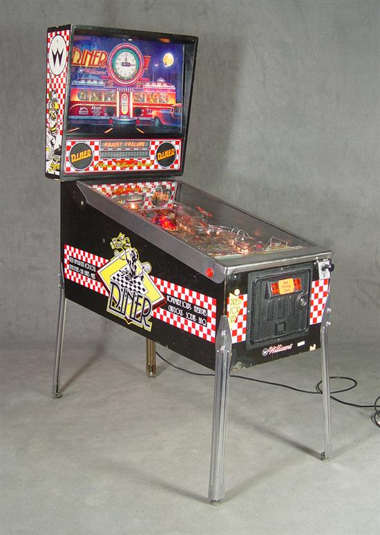 Appraisal: Williams Diner Pinball Machine Model Wooden lithographed cabinet Brushed chrome