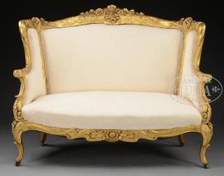 Appraisal: CARVED GILT SOFA ATTRIBUTED TO S KARPEN BROS Late th