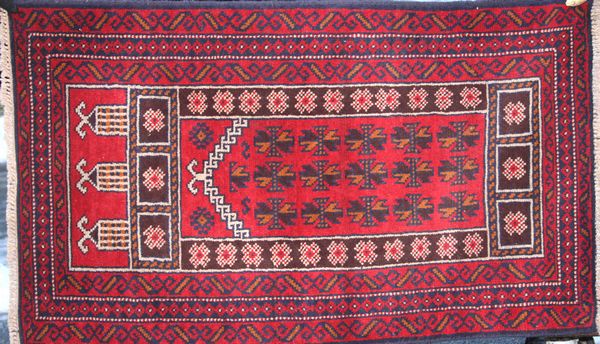 Appraisal: th Century tribal prayer rug ' x ' Good condition