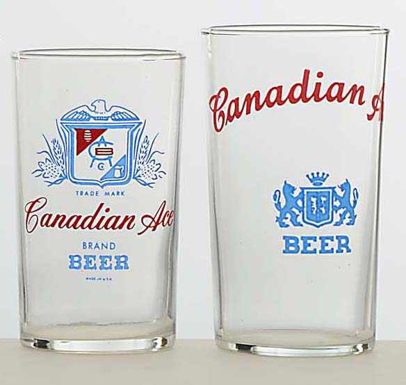 Appraisal: Lot of Canadian Ace Enameled Beer Glasses All are different