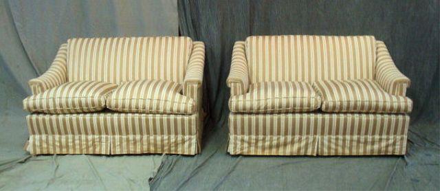 Appraisal: Pair of Down-filled Loveseats Art Deco style some staining to