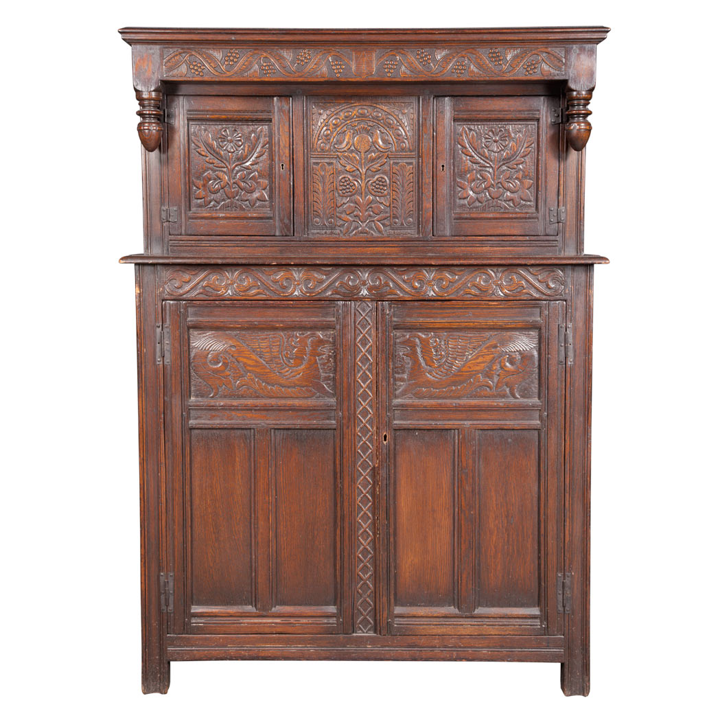 Appraisal: Baroque Style Dark Stained Oak Side Cabinet Kensington Mfg Company